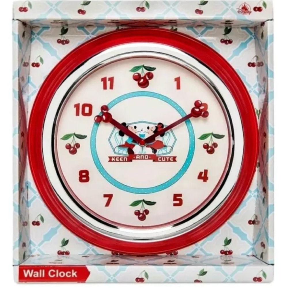 Disney Mickey Minnie Cherry-Themed Red Wall Clock